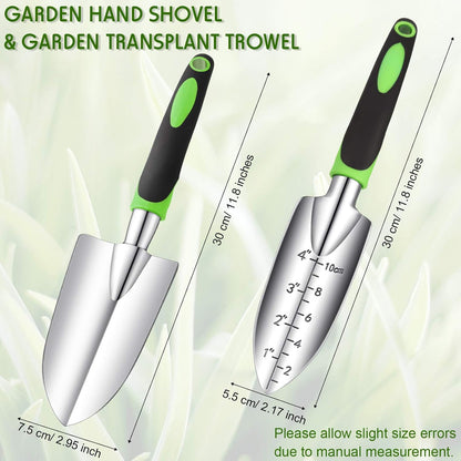 Garden Hand Trowel Transplant Trowel with Measurements Aluminum Alloy Planting Tools with Rubber Handle Small Gardening Hand Tools Shovels for Gardening Cultivating Transplanting Supplies