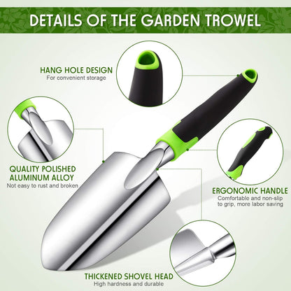 Garden Hand Trowel Transplant Trowel with Measurements Aluminum Alloy Planting Tools with Rubber Handle Small Gardening Hand Tools Shovels for Gardening Cultivating Transplanting Supplies