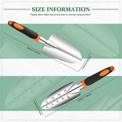 Garden Hand Trowel Transplant Trowel with Measurements Aluminum Alloy Planting Tools with Rubber Handle Small Gardening Hand Tools Shovels for Gardening Cultivating Transplanting Supplies