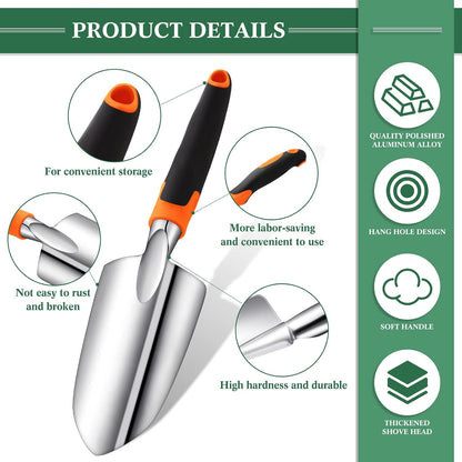 Garden Hand Trowel Transplant Trowel with Measurements Aluminum Alloy Planting Tools with Rubber Handle Small Gardening Hand Tools Shovels for Gardening Cultivating Transplanting Supplies