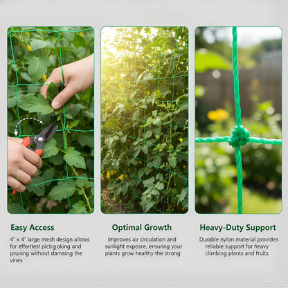 Heavy Duty Trellis Netting for Climbing Plants, Garden Netting for Vegetables, Strong Plant Support Net for Cucumbers, Tomatoes & Peas, with 50 Plant Ties