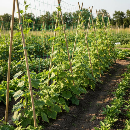 Heavy Duty Trellis Netting for Climbing Plants, Garden Netting for Vegetables, Strong Plant Support Net for Cucumbers, Tomatoes & Peas, with 50 Plant Ties