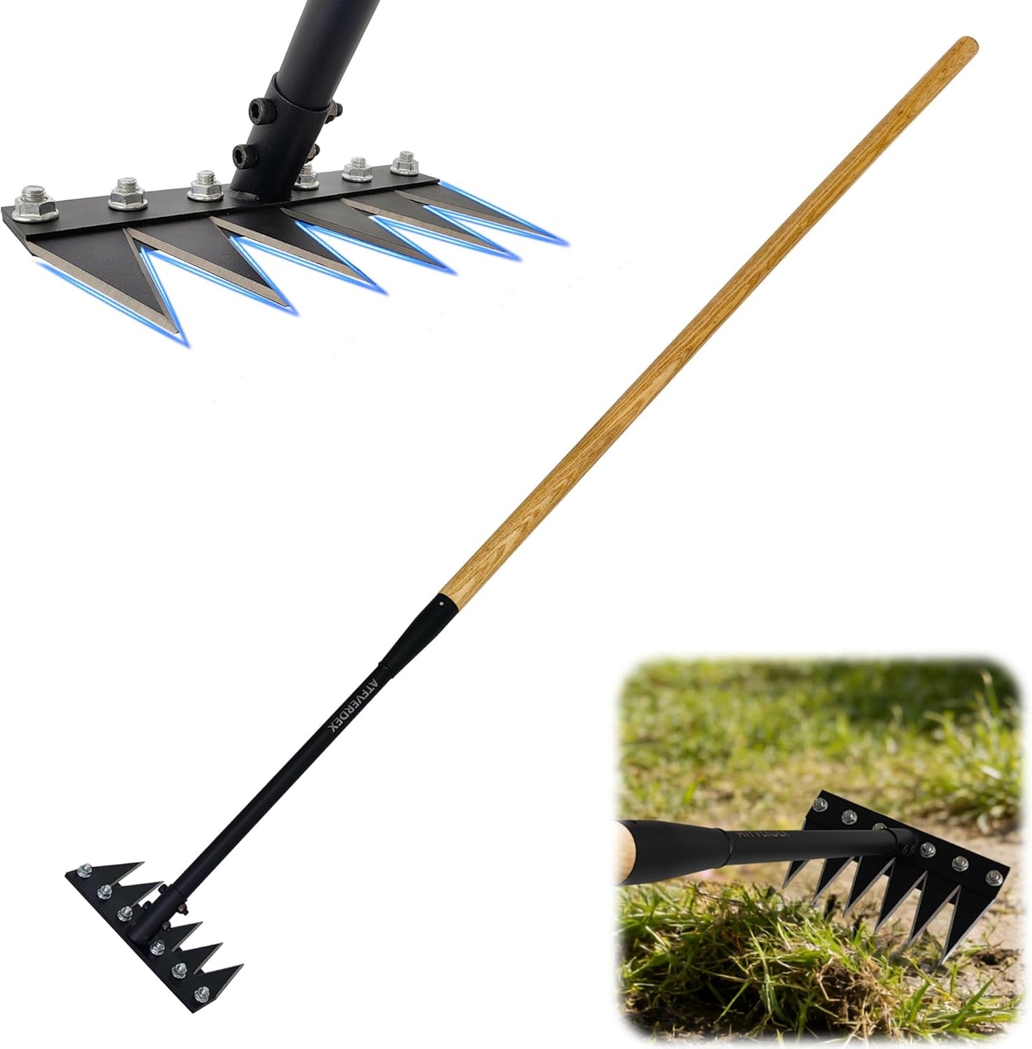 Gardenia Weeding Rake 2.0,60"Forged Iron Weeding Rake, Uproots Tough Weeds