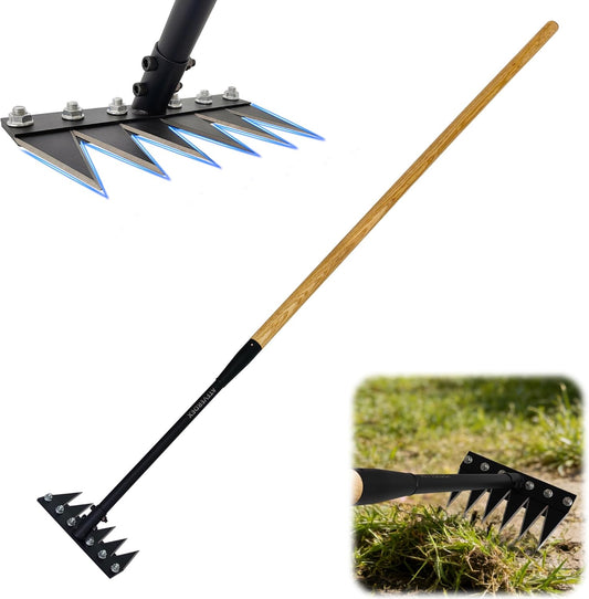 Gardenia Weeding Rake 2.0,60"Forged Iron Weeding Rake, Uproots Tough Weeds