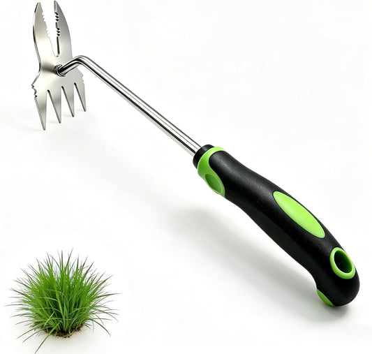 Weed Puller Tool, 2-in-1 Bionic Jaw Garden Weeder, 14 Inch Stainless Steel Hand Held Root Removal Tool for Vegetable Gardening and Backyard Farm Planting