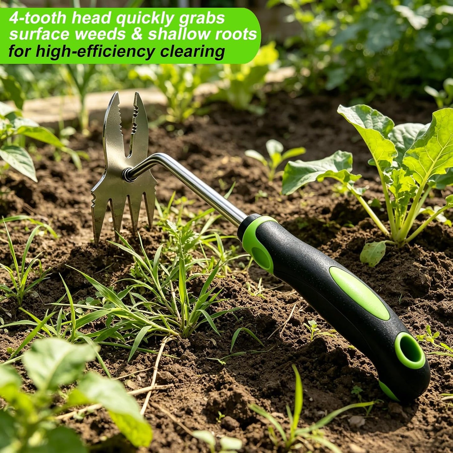 Weed Puller Tool, 2-in-1 Bionic Jaw Garden Weeder, 14 Inch Stainless Steel Hand Held Root Removal Tool for Vegetable Gardening and Backyard Farm Planting