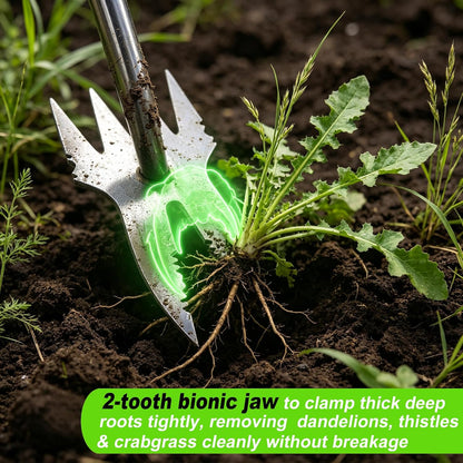 Weed Puller Tool, 2-in-1 Bionic Jaw Garden Weeder, 14 Inch Stainless Steel Hand Held Root Removal Tool for Vegetable Gardening and Backyard Farm Planting