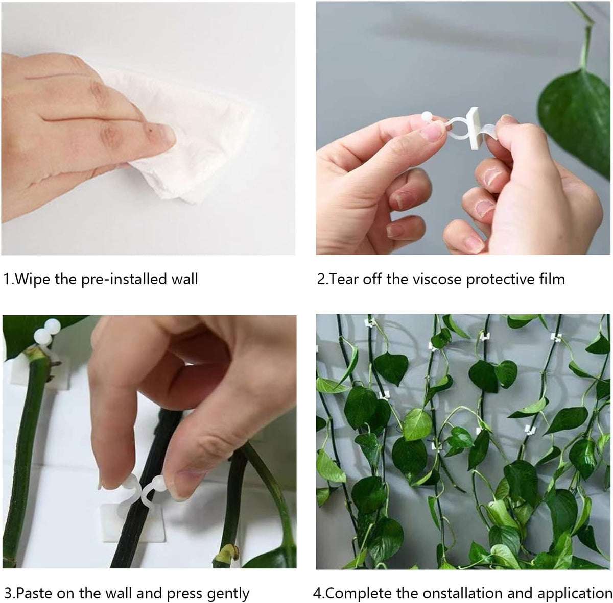 Plant Climbing Wall Fixture Clips,100Pcs Plant Fixer Self-Adhesive Hook,Garden Vegetable Plant Support Binding Clip Invisible Wall Vines,Fixture Wall Sticky Hook Fixing Clip Vines Holder (B-100 Pcs)