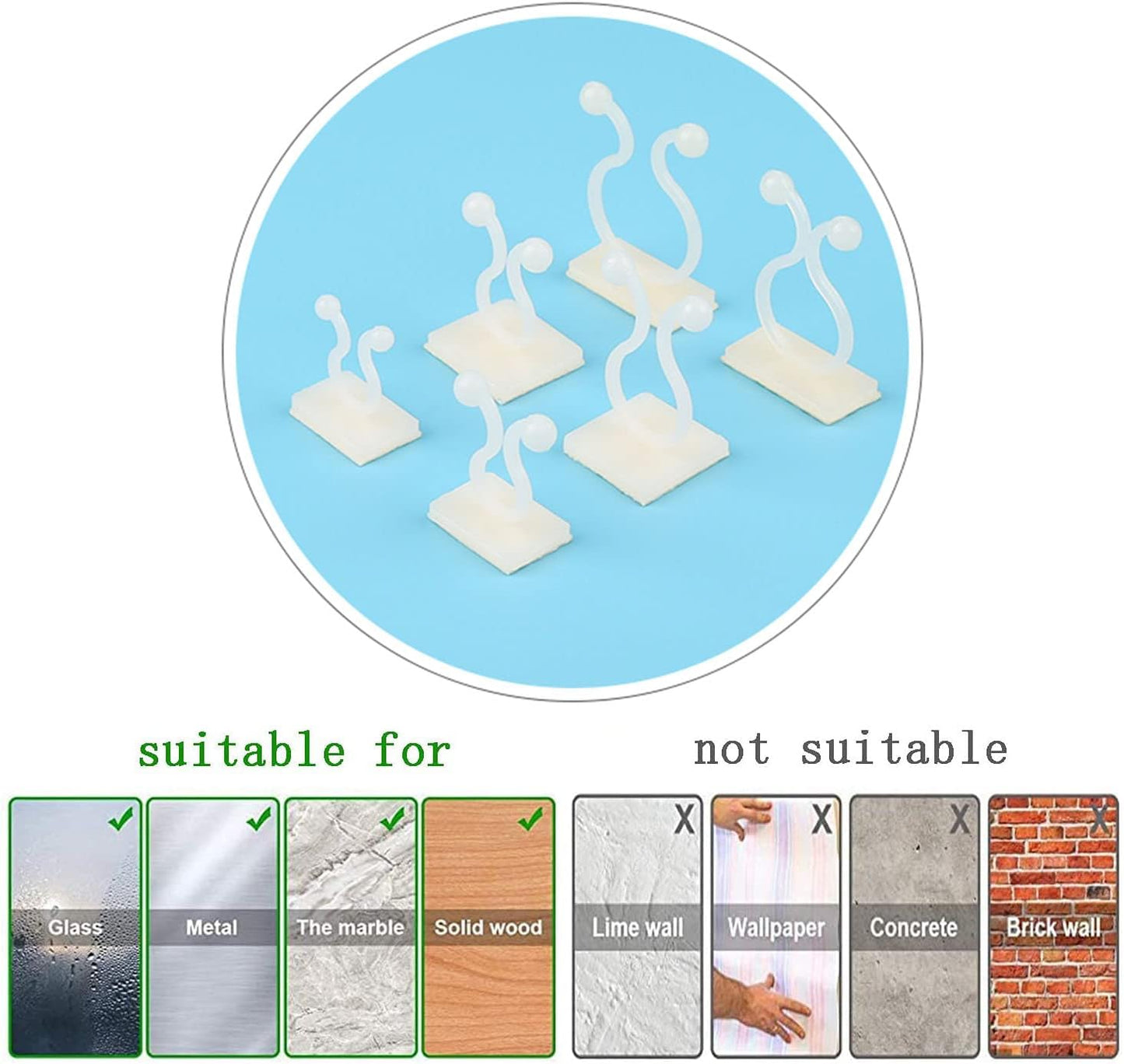 Plant Climbing Wall Fixture Clips,100Pcs Plant Fixer Self-Adhesive Hook,Garden Vegetable Plant Support Binding Clip Invisible Wall Vines,Fixture Wall Sticky Hook Fixing Clip Vines Holder (B-100 Pcs)
