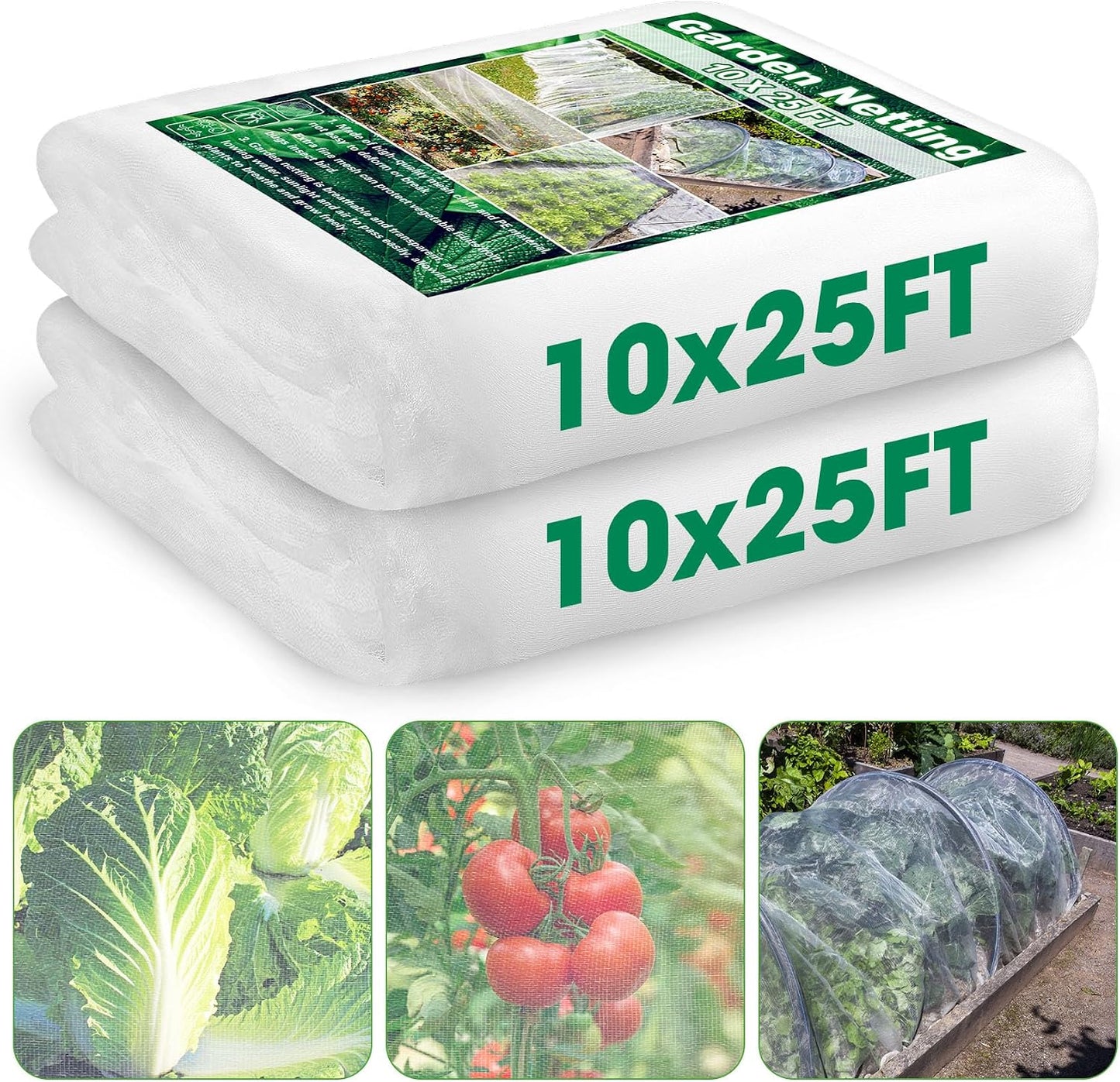 2 Pack 10x33 FT Garden Netting, Mosquito Net for Garden Protection