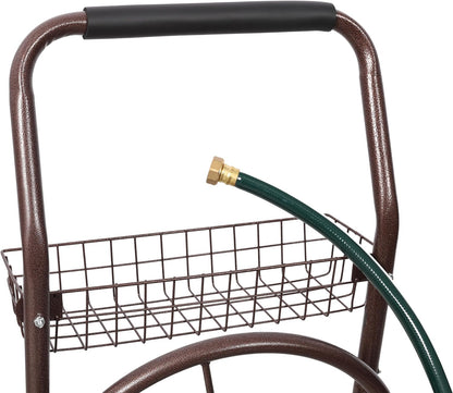 250FT Metal Hose Reel Cart With Wheels, Heavy Duty Garden Hose Caddy