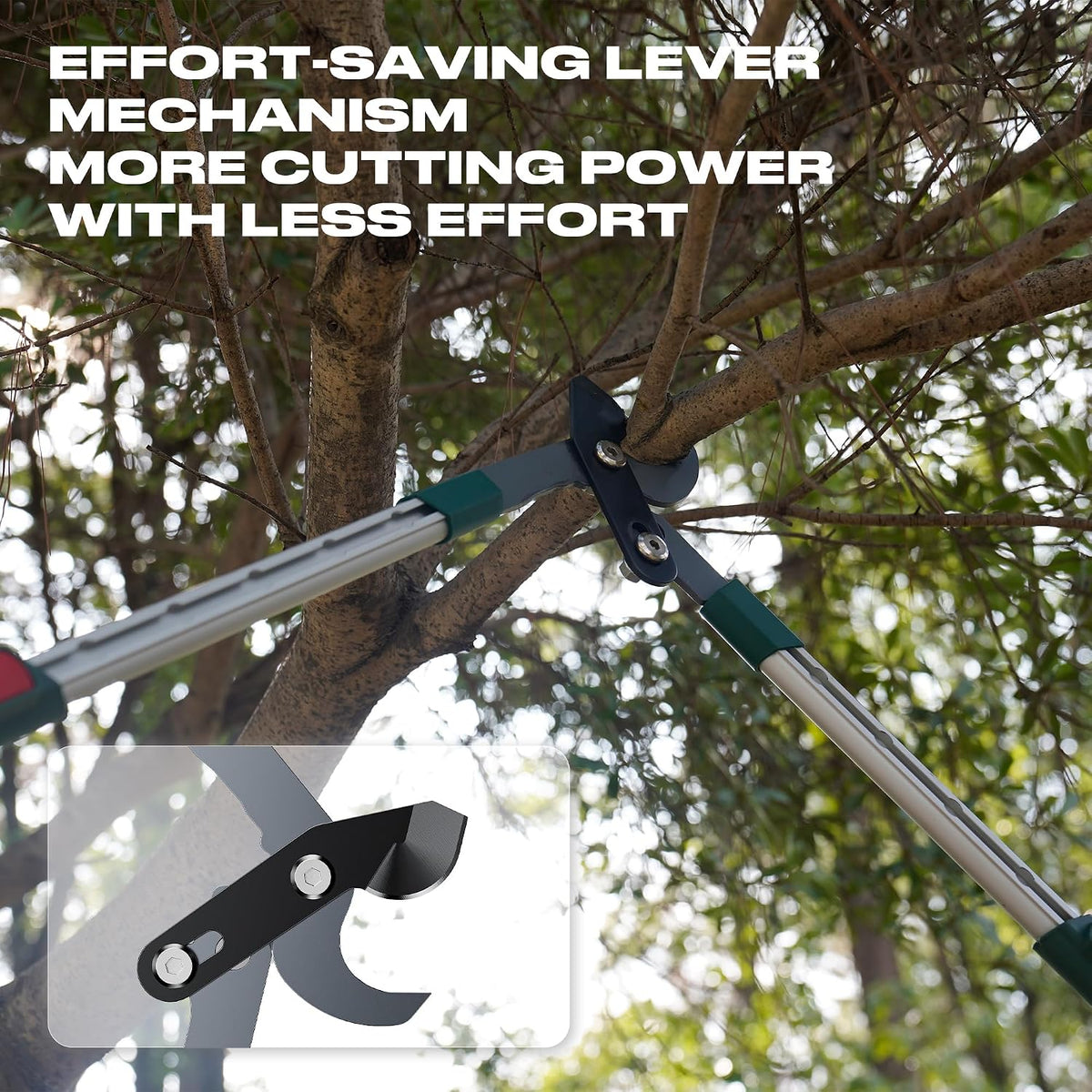 3-Piece Garden Tool Set - Bypass Lopper, Hedge Shears, Pruning Shears with Telescopic Aluminum Handles, Extendable Heavy-Duty Branch Cutters, Garden Clippers for Branches, Shrubs, and Hedges