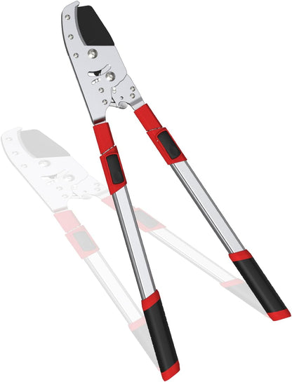 3-Piece Garden Tool Set - Bypass Lopper, Hedge Shears, Pruning Shears with Telescopic Aluminum Handles, Extendable Heavy-Duty Branch Cutters, Garden Clippers for Branches, Shrubs, and Hedges