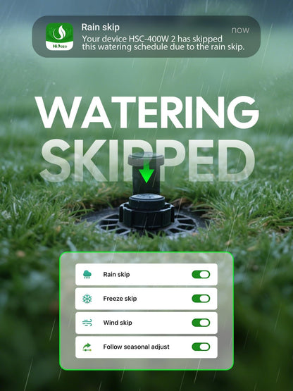 Smart Sprinklers Controller 2.4GHz WiFi, Irrigation Controller Easy Use App Enabled, 4 Zones + 16 Plans, Save Water Auto Skip Rain, Freeze & Wind, 10 Minutes Install