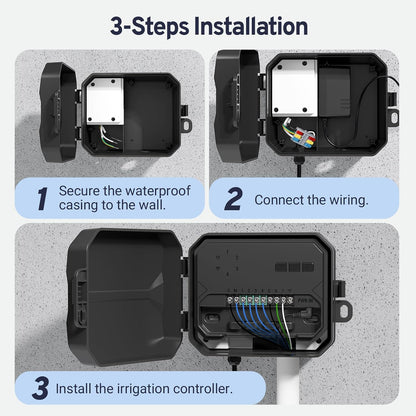 Smart Sprinklers Controller 2.4GHz WiFi, Irrigation Controller Easy Use App Enabled, 4 Zones + 16 Plans, Save Water Auto Skip Rain, Freeze & Wind, 10 Minutes Install
