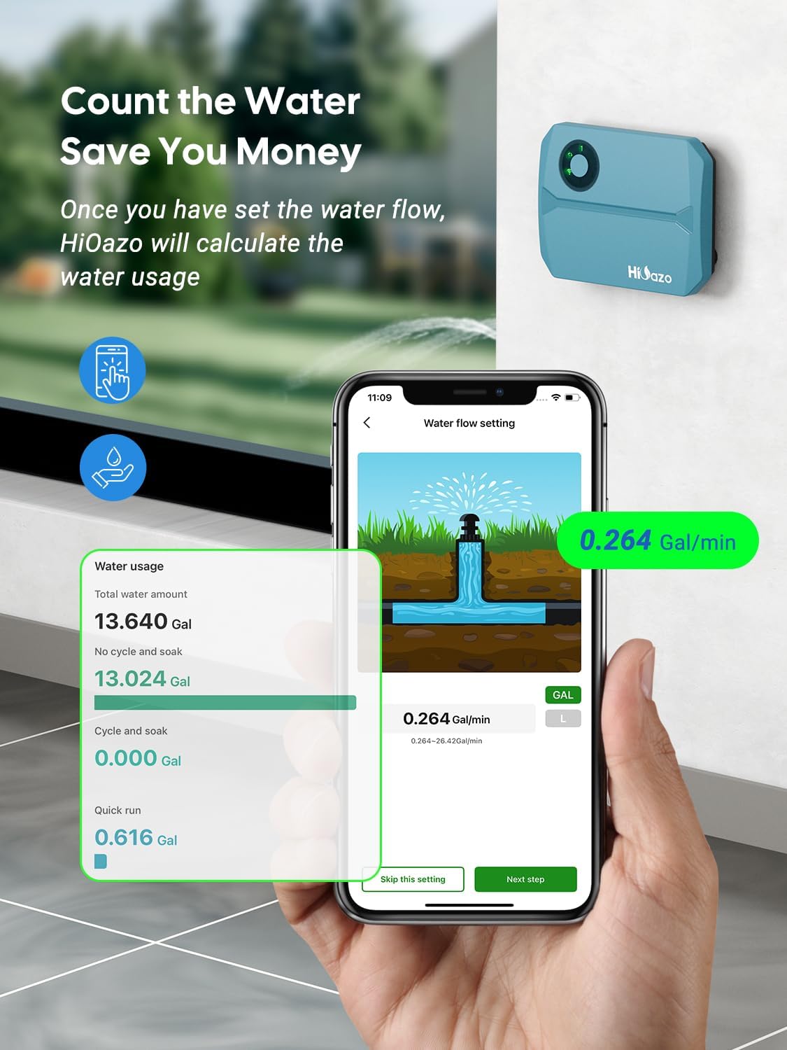 Smart Sprinklers Controller 2.4GHz WiFi, Irrigation Controller Easy Use App Enabled, 4 Zones + 16 Plans, Save Water Auto Skip Rain, Freeze & Wind, 10 Minutes Install