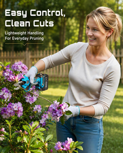 2-in-1 Pole Pruning Shears, 1.6" Cutting Diameter Cordless Electric Pole Pruners, Brushless Motor, Dual 4.0Ah Batteries, Extra SK5 Blade, 4 Modes Adjustable Branches Cutter for Tree & Flower