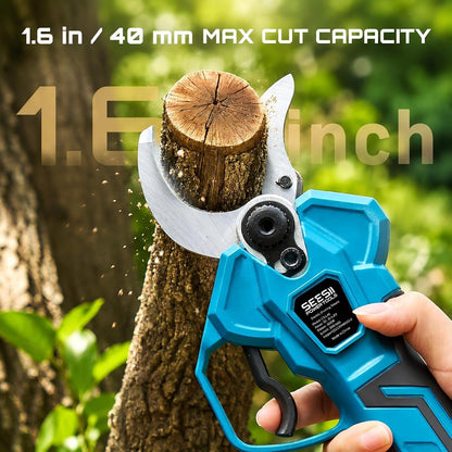 2-in-1 Pole Pruning Shears, 1.6" Cutting Diameter Cordless Electric Pole Pruners, Brushless Motor, Dual 4.0Ah Batteries, Extra SK5 Blade, 4 Modes Adjustable Branches Cutter for Tree & Flower