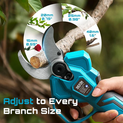 2-in-1 Pole Pruning Shears, 1.6" Cutting Diameter Cordless Electric Pole Pruners, Brushless Motor, Dual 4.0Ah Batteries, Extra SK5 Blade, 4 Modes Adjustable Branches Cutter for Tree & Flower