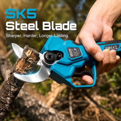 2-in-1 Pole Pruning Shears, 1.6" Cutting Diameter Cordless Electric Pole Pruners, Brushless Motor, Dual 4.0Ah Batteries, Extra SK5 Blade, 4 Modes Adjustable Branches Cutter for Tree & Flower