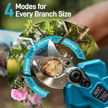 1.6" 2-in-1 Electric Pruning Shears Cordless with 2x4.0Ah Batteries
