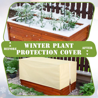 2 Pcs 102" x 51" Raised Garden Bed Cover for Winter Large Plant Covers Freeze Protection with Zipper Drawstring Frost Cloth Blanket Protection Box Bags for Garden Outdoor Plants Bush