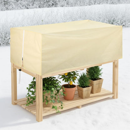 2 Pcs 102" x 51" Raised Garden Bed Cover for Winter Large Plant Covers Freeze Protection with Zipper Drawstring Frost Cloth Blanket Protection Box Bags for Garden Outdoor Plants Bush