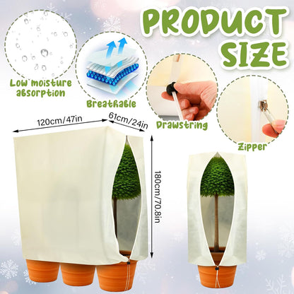 2 Pcs 102" x 51" Raised Garden Bed Cover for Winter Large Plant Covers Freeze Protection with Zipper Drawstring Frost Cloth Blanket Protection Box Bags for Garden Outdoor Plants Bush