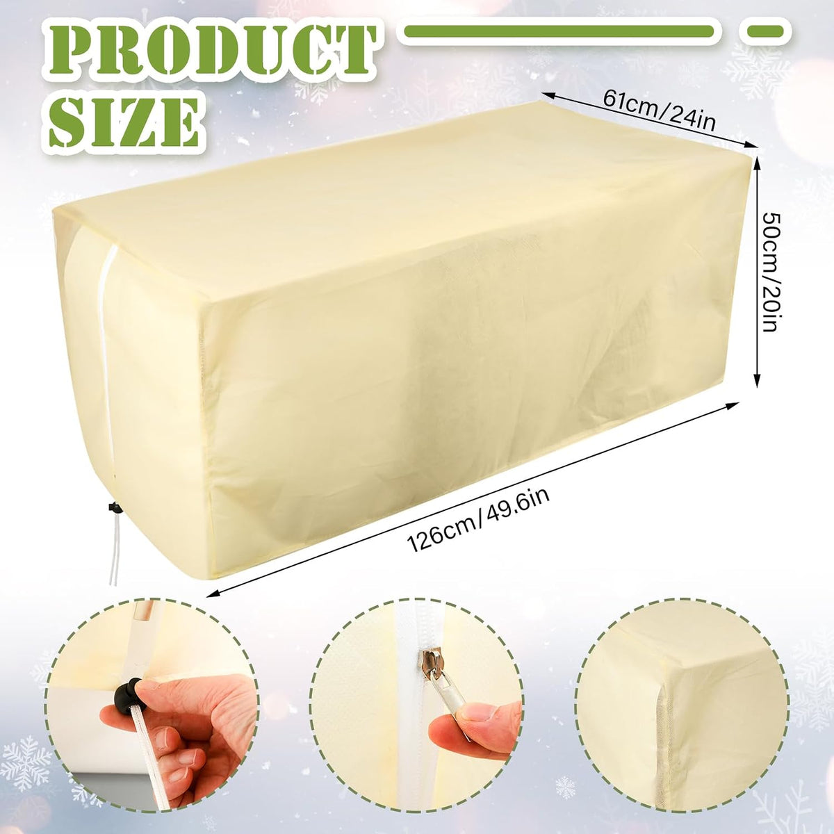 2 Pcs 102" x 51" Raised Garden Bed Cover for Winter Large Plant Covers Freeze Protection with Zipper Drawstring Frost Cloth Blanket Protection Box Bags for Garden Outdoor Plants Bush