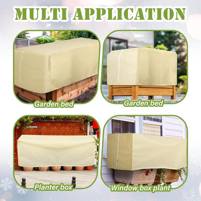 2 Pcs 102" x 51" Raised Garden Bed Cover for Winter Large Plant Covers Freeze Protection with Zipper Drawstring Frost Cloth Blanket Protection Box Bags for Garden Outdoor Plants Bush