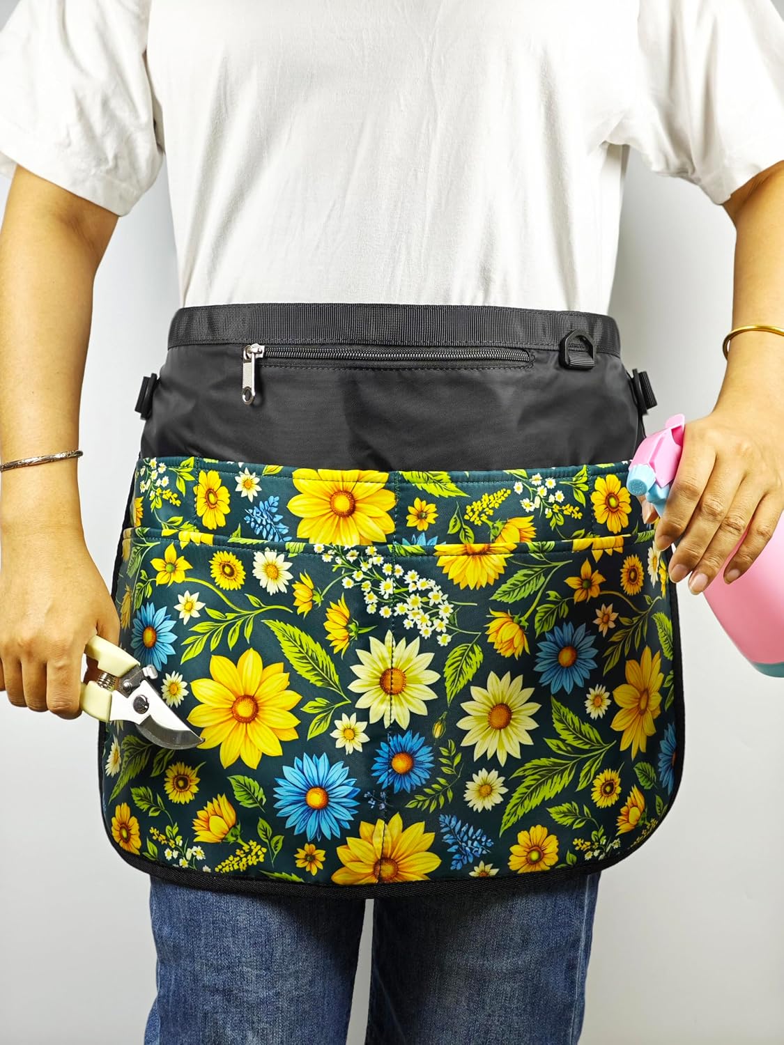 Garden Apron for Women with 7 Pocket,Half Florist Apron Harvesting Apron