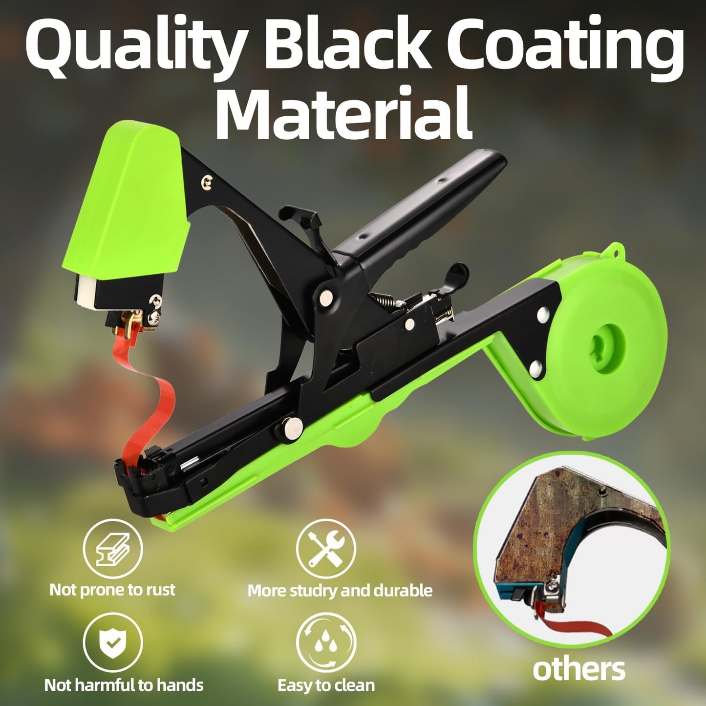 Plant Tying Machine, Plant Tape Cattle Panels for Garden,Plant Vine Tying Tool with 10000pcs Staples 21 Rolls Tape Plant Tape Gun for Grapes,Tapener (tapetool set1pcs), Green
