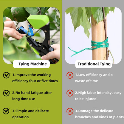 Plant Tying Machine, Plant Tape Cattle Panels for Garden,Plant Vine Tying Tool with 10000pcs Staples 21 Rolls Tape Plant Tape Gun for Grapes,Tapener (tapetool set1pcs), Green