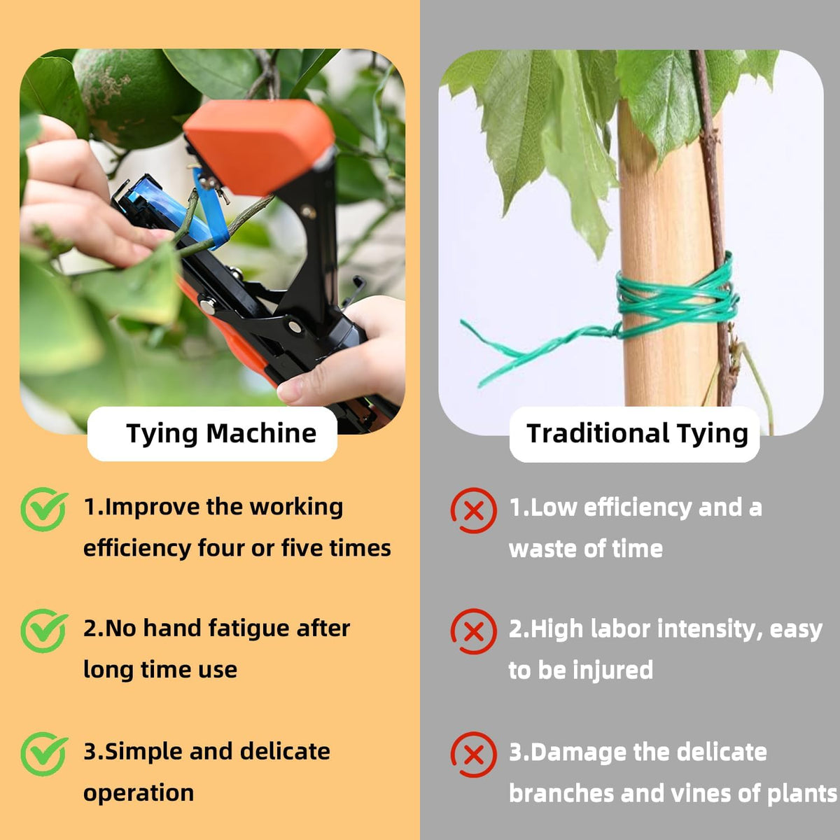 Plant Tying Machine, Plant Tape Cattle Panels for Garden,Plant Vine Tying Tool with 10000pcs Staples 21 Rolls Tape Plant Tape Gun for Grapes,Tapener (tapetool set1pcs), Green