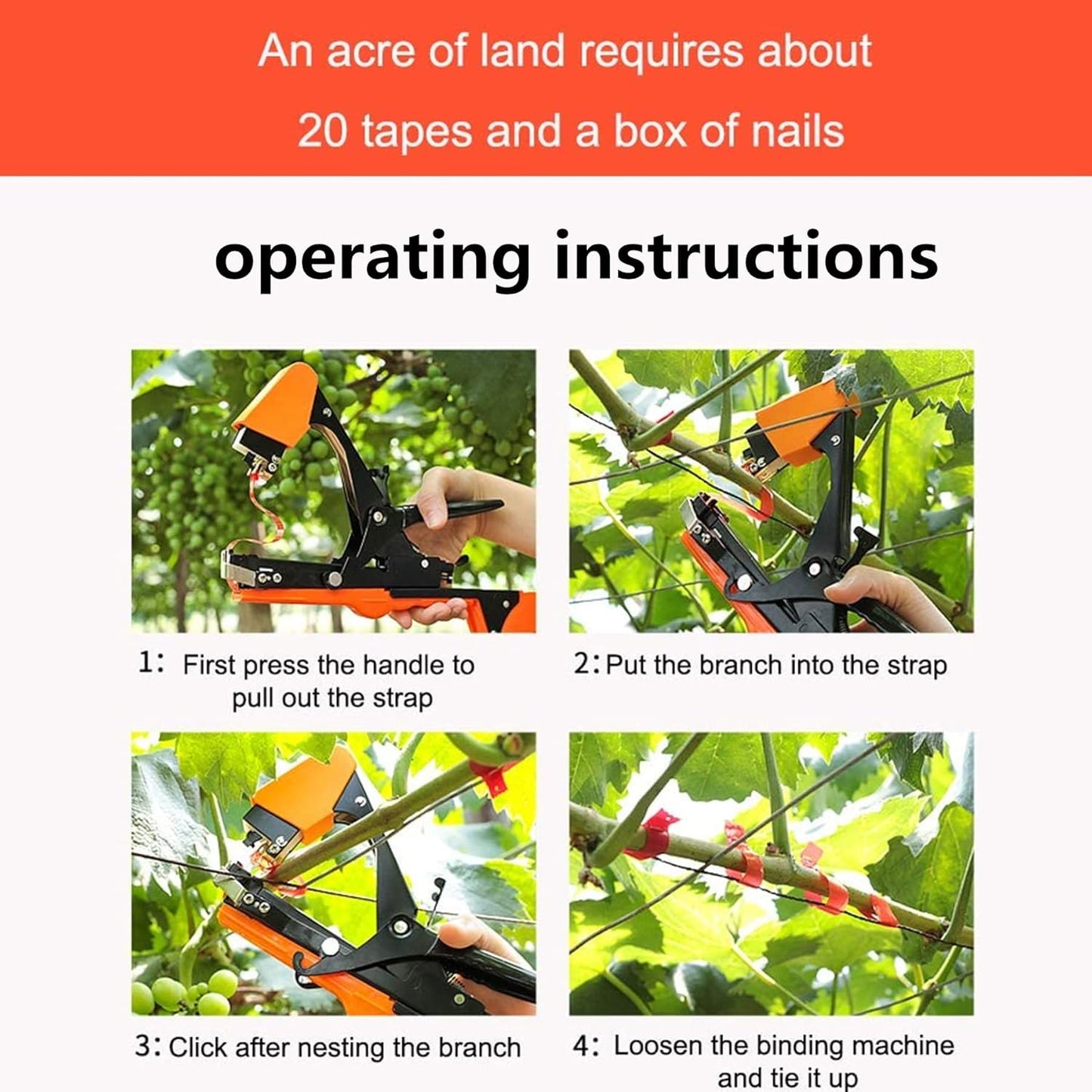 Plant Tying Machine, Plant Tape Cattle Panels for Garden,Plant Vine Tying Tool with 10000pcs Staples 21 Rolls Tape Plant Tape Gun for Grapes,Tapener (tapetool set1pcs), Green