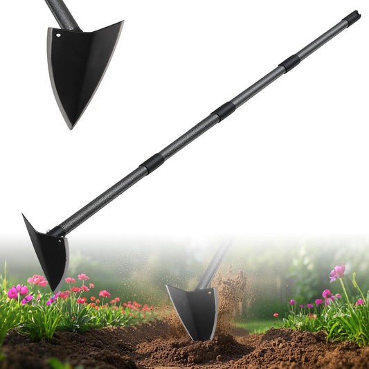 Triangle Hoe, Metal Garden Hoe for Weeding Long Handle 60", Gardening Hand Hoe Garden Tool Heavy Duty for Digging, Cutting and Loosing Soil