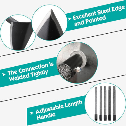 Triangle Hoe, Metal Garden Hoe for Weeding Long Handle 60", Gardening Hand Hoe Garden Tool Heavy Duty for Digging, Cutting and Loosing Soil