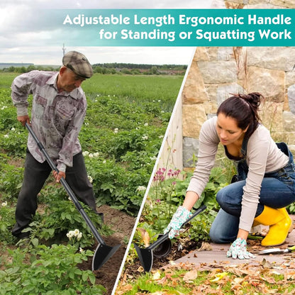 Triangle Hoe, Metal Garden Hoe for Weeding Long Handle 60", Gardening Hand Hoe Garden Tool Heavy Duty for Digging, Cutting and Loosing Soil
