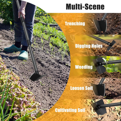 Triangle Hoe, Metal Garden Hoe for Weeding Long Handle 60", Gardening Hand Hoe Garden Tool Heavy Duty for Digging, Cutting and Loosing Soil