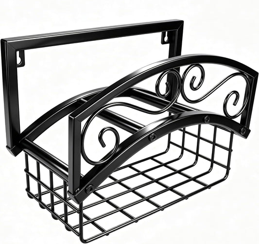 Garden Hose Holder Wall Mount, Metal Water Hose Holder with Basket