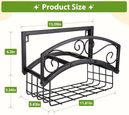 Garden Hose Holder Wall Mount, Metal Water Hose Holder with Basket