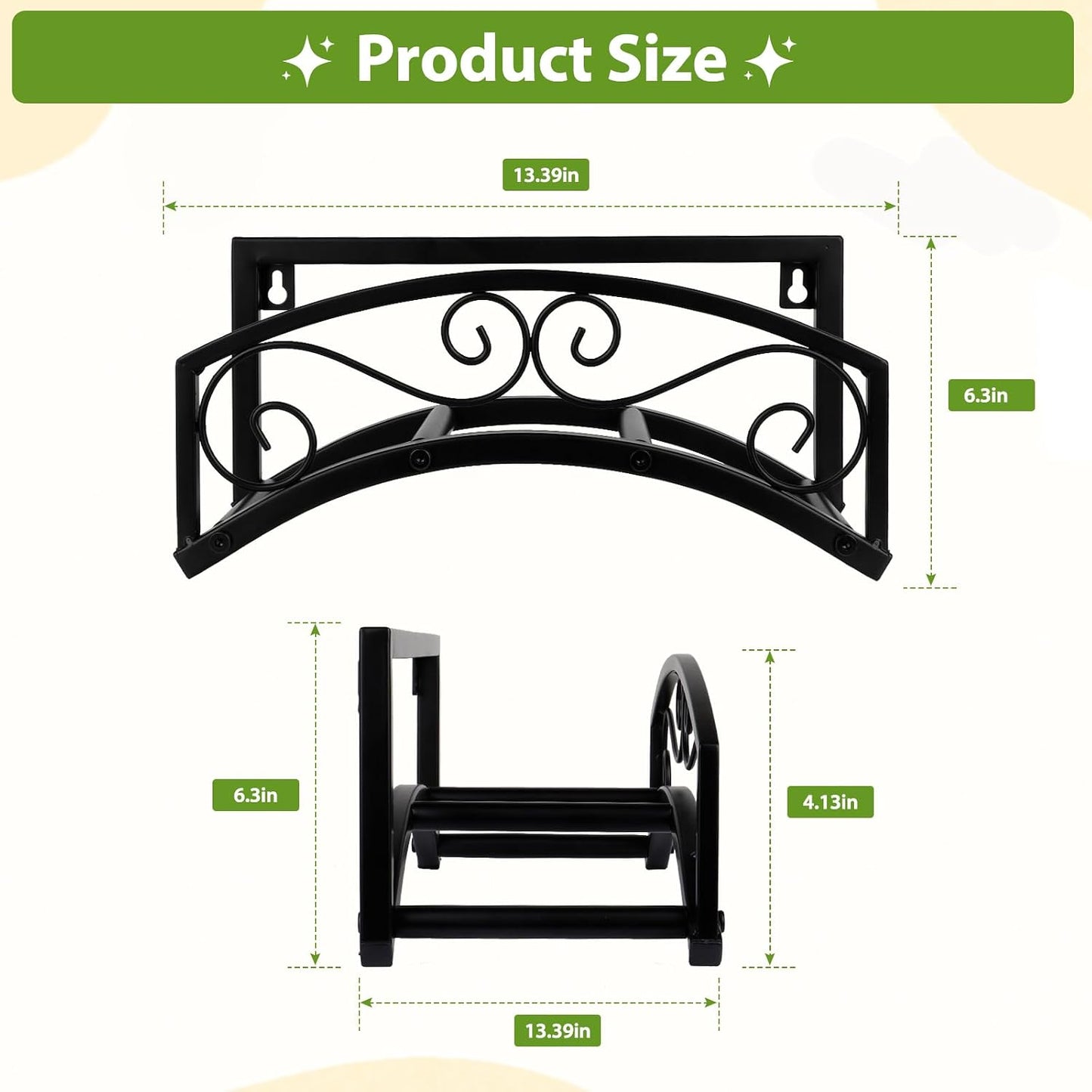 Garden Hose Holder Wall Mount, Metal Water Hose Holder with Basket