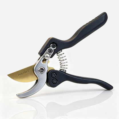 Bypass Pruning Shears, 8" SK5 Steel Nonstick Blade Hand Pruners