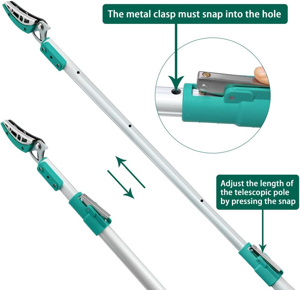5.91-9.84FT Tree Pruners Long Reach with 4 Nodes Adjustment, Extendable Tree Pruner, Ergonomic Grip, Telescopic Tree Pruner Ideal for Fruit Picking, Deadheading And Pruning