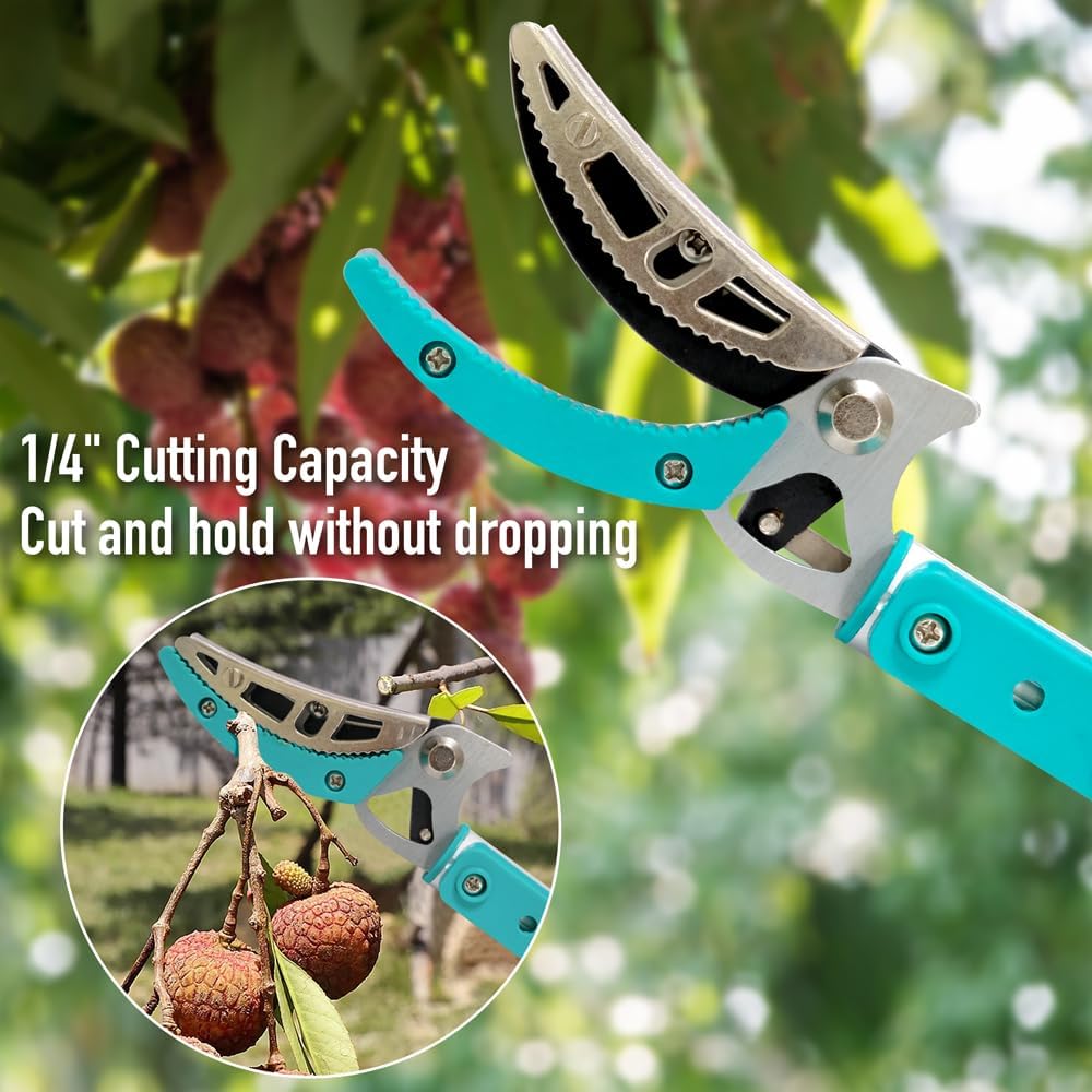 5.91-9.84FT Tree Pruners Long Reach with 4 Nodes Adjustment, Extendable Tree Pruner, Ergonomic Grip, Telescopic Tree Pruner Ideal for Fruit Picking, Deadheading And Pruning