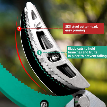 5.91-9.84FT Tree Pruners Long Reach with 4 Nodes Adjustment, Extendable Tree Pruner, Ergonomic Grip, Telescopic Tree Pruner Ideal for Fruit Picking, Deadheading And Pruning