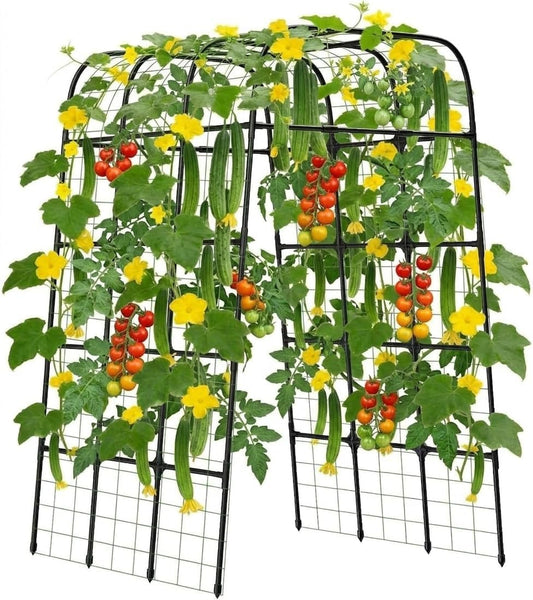 7FT Garden Trellis Arch for Climbing Plants – Tall Outdoor Metal Trellis for Vegetables, Peas, Tomatoes,﻿ Cucumber Trellis Arch & Vertical Garden Climber Plant Support for Vine Plants