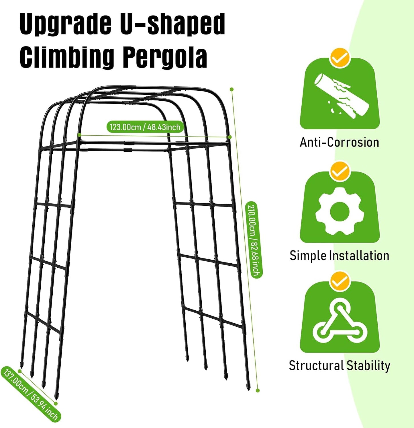 7FT Garden Trellis Arch for Climbing Plants – Tall Outdoor Metal Trellis for Vegetables, Peas, Tomatoes,﻿ Cucumber Trellis Arch & Vertical Garden Climber Plant Support for Vine Plants