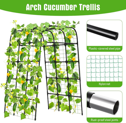 7FT Garden Trellis Arch for Climbing Plants – Tall Outdoor Metal Trellis for Vegetables, Peas, Tomatoes,﻿ Cucumber Trellis Arch & Vertical Garden Climber Plant Support for Vine Plants