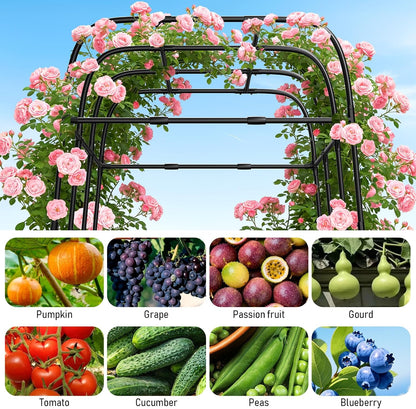 7FT Garden Trellis Arch for Climbing Plants – Tall Outdoor Metal Trellis for Vegetables, Peas, Tomatoes,﻿ Cucumber Trellis Arch & Vertical Garden Climber Plant Support for Vine Plants